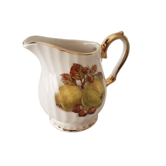 Vintage Sadler England Swirl Mini Creamer and Sugar Bowl With Fruit & Nu… - Picture 7 of 10